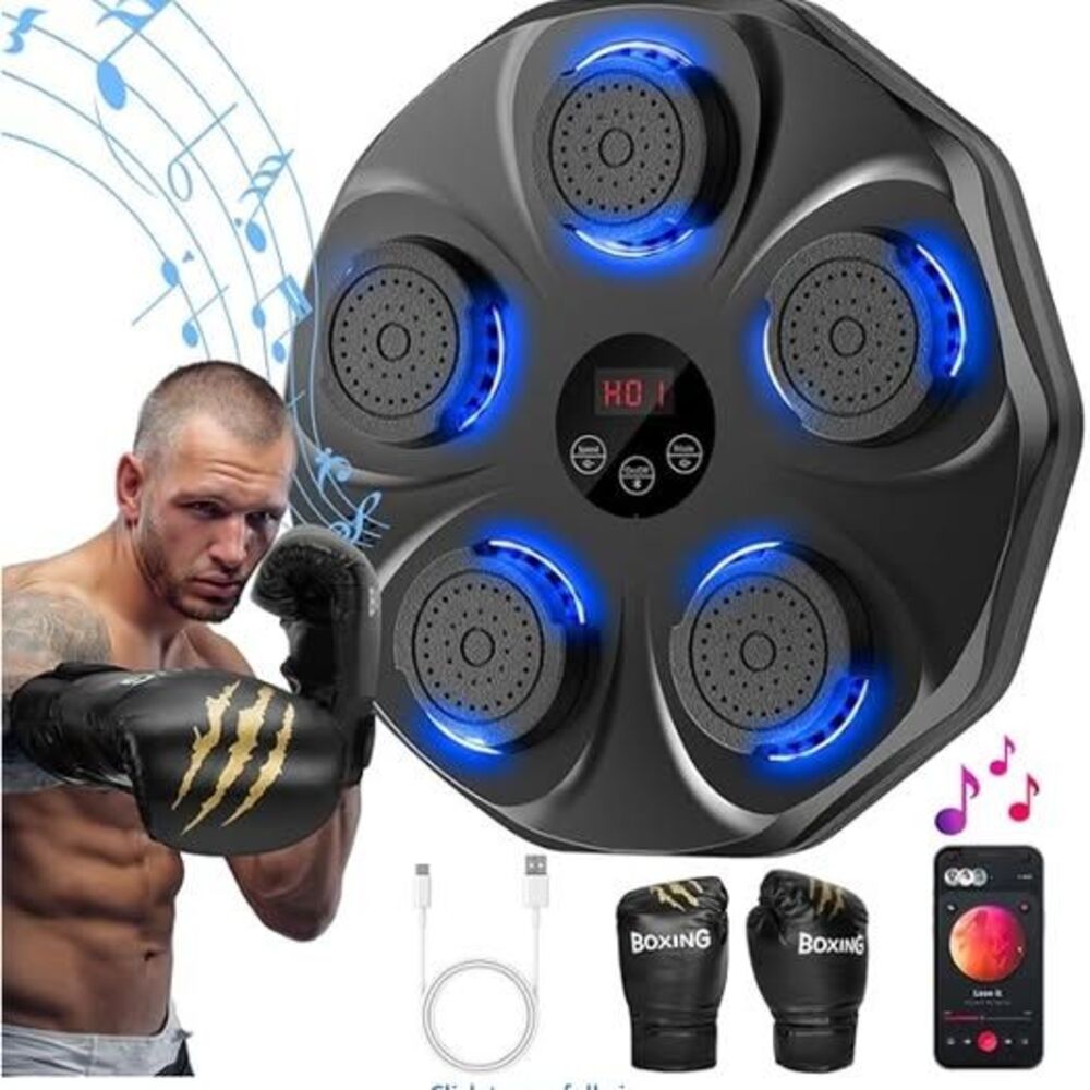 Music Boxing Machine, Interactive Punching Trainer with Boxing Gloves